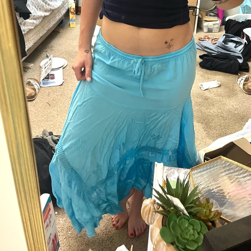 Blue Maxi A-Line Skirt for Casual Resort Wear